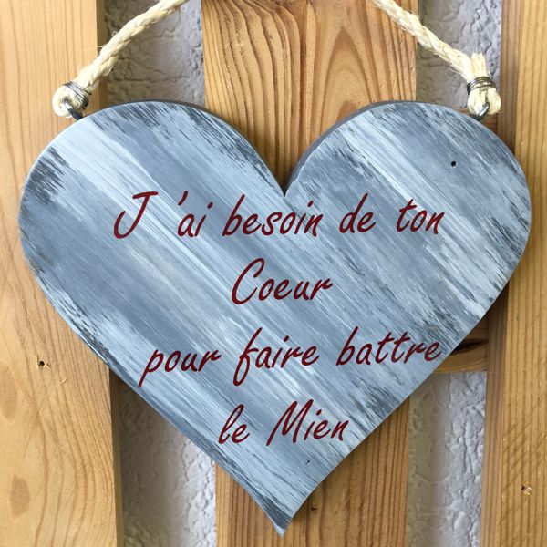 Cadeau Coeur Saint-Valentin - Décoration en bois - SB Création